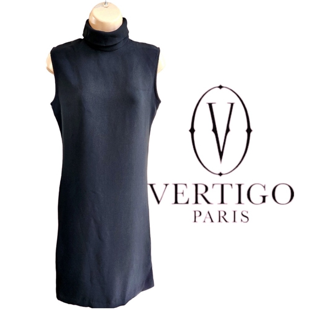 VERTIGO PARIS black turtleneck sheath dress